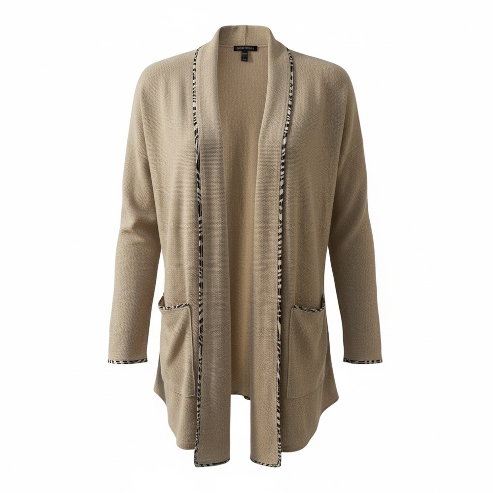 EILEEN FISHER Organic Linen Cotton Open Front Cardigan Med Knit duster Langelook